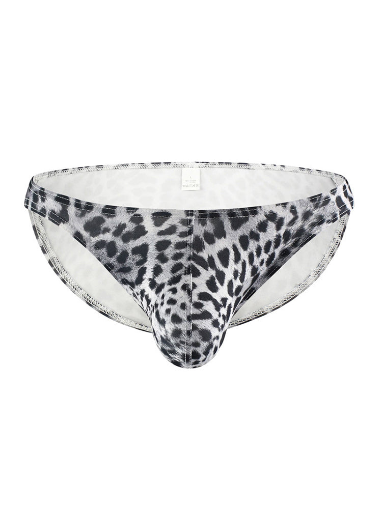 4 Pack Men's U-Convex Leopard Print Nylon Bikini
