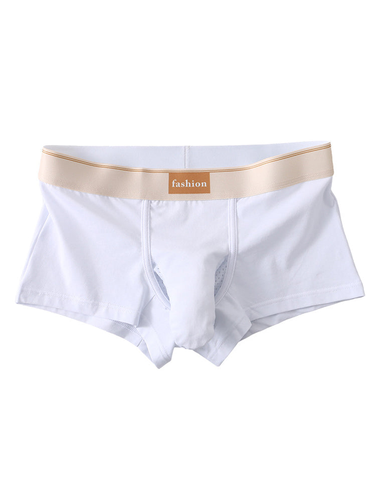 3 Pack Men's Elephant Trunk Separate Cotton Sexy Mid-Rise Solid Color Trunks