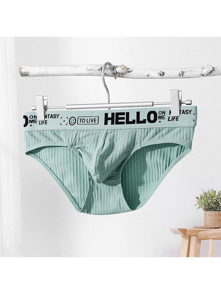 Men's Cotton Ribbed Breathable Briefs with 3D Pouch