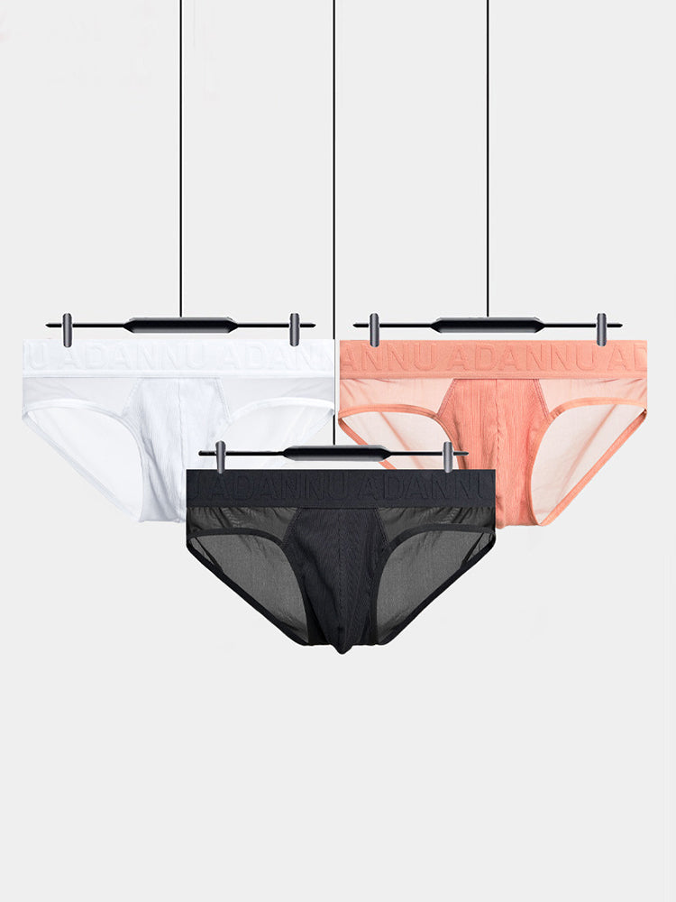 2-pack Men's Sexy Semi-transparent Ribbed Briefs