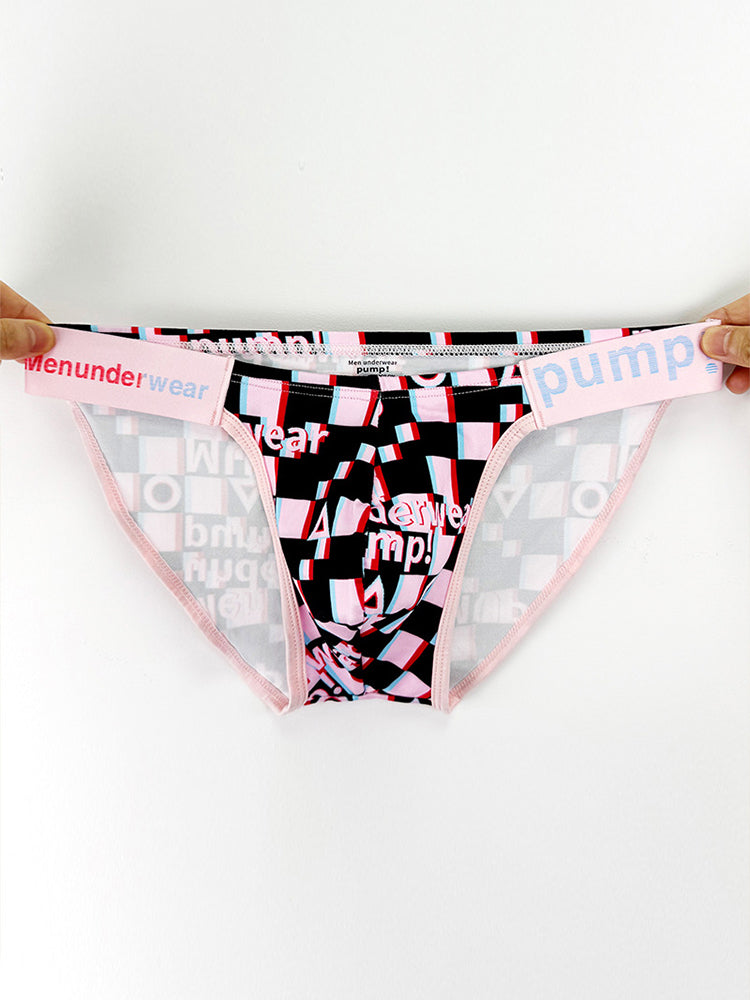 2 Pack Men's Breathable Alphabet-Print Expanded Pouch Briefs