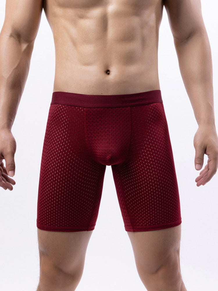 3 Pack Men’s Anti-chafing Mesh Long Boxer Briefs