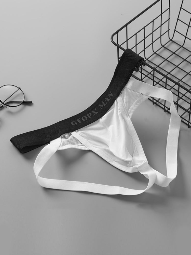 2 Pack Men's Low-Rise Ice Silk Breathable Mesh Jockstrap