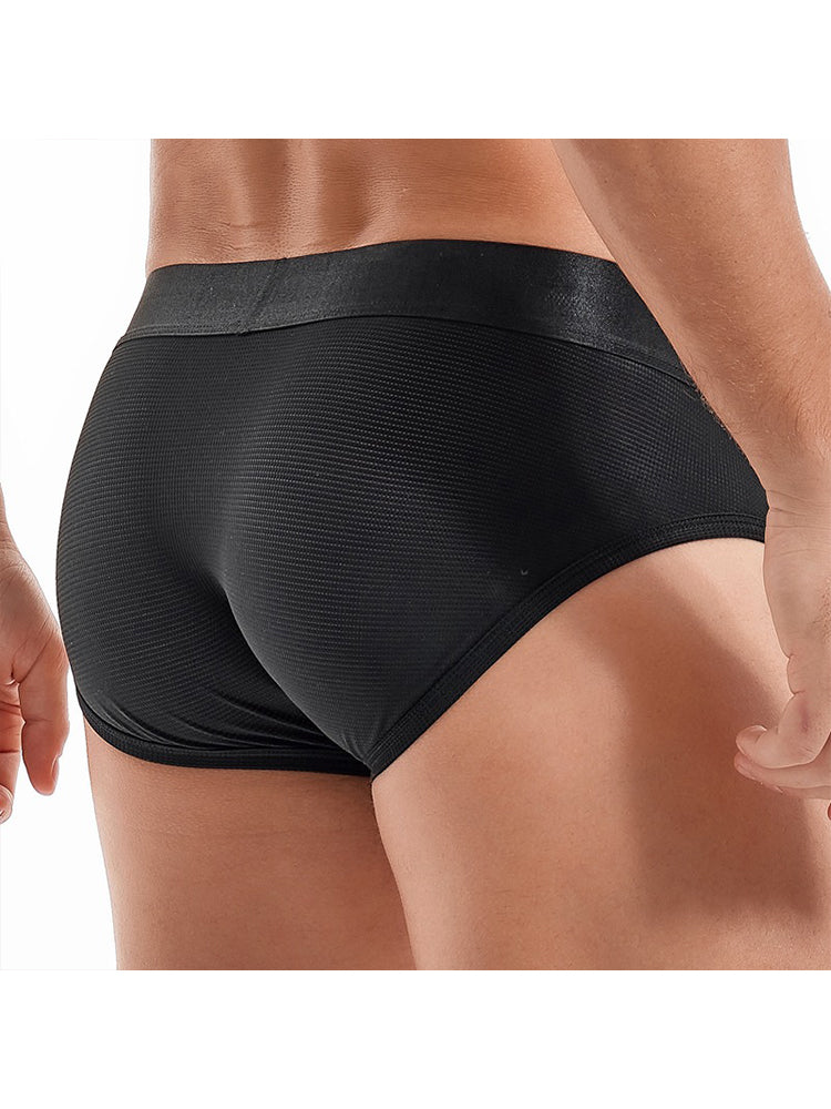 Men's Solid Color Mesh Breathable Sports Fitness Briefs