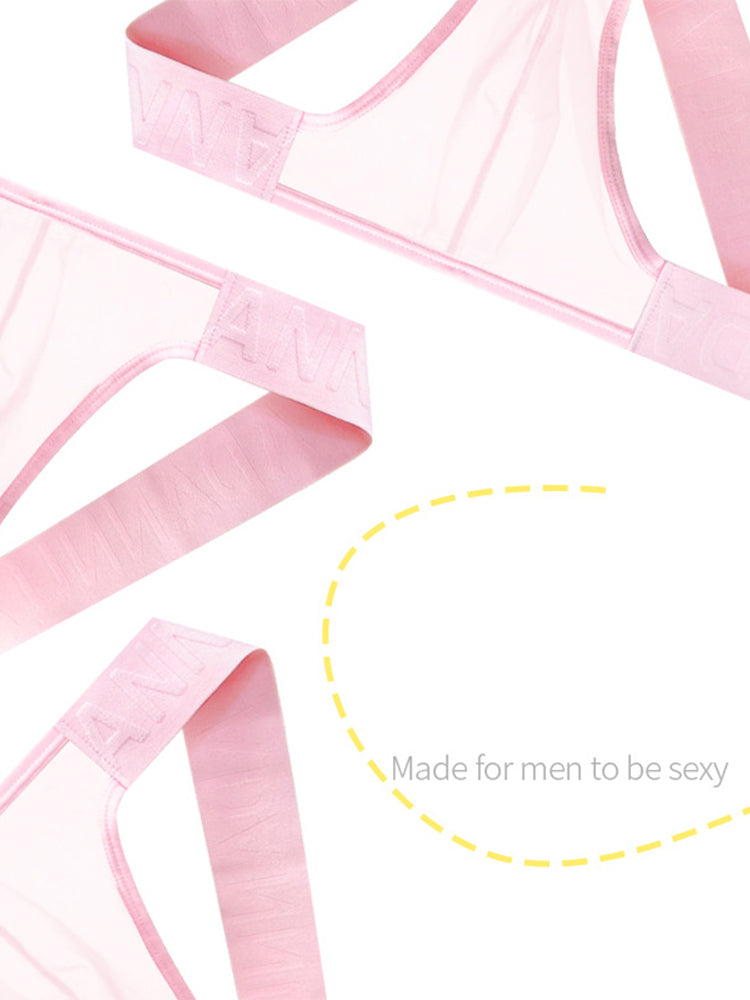 2 Pack Men's Sheer No-Waistband Jockstrap with Textured Pattern