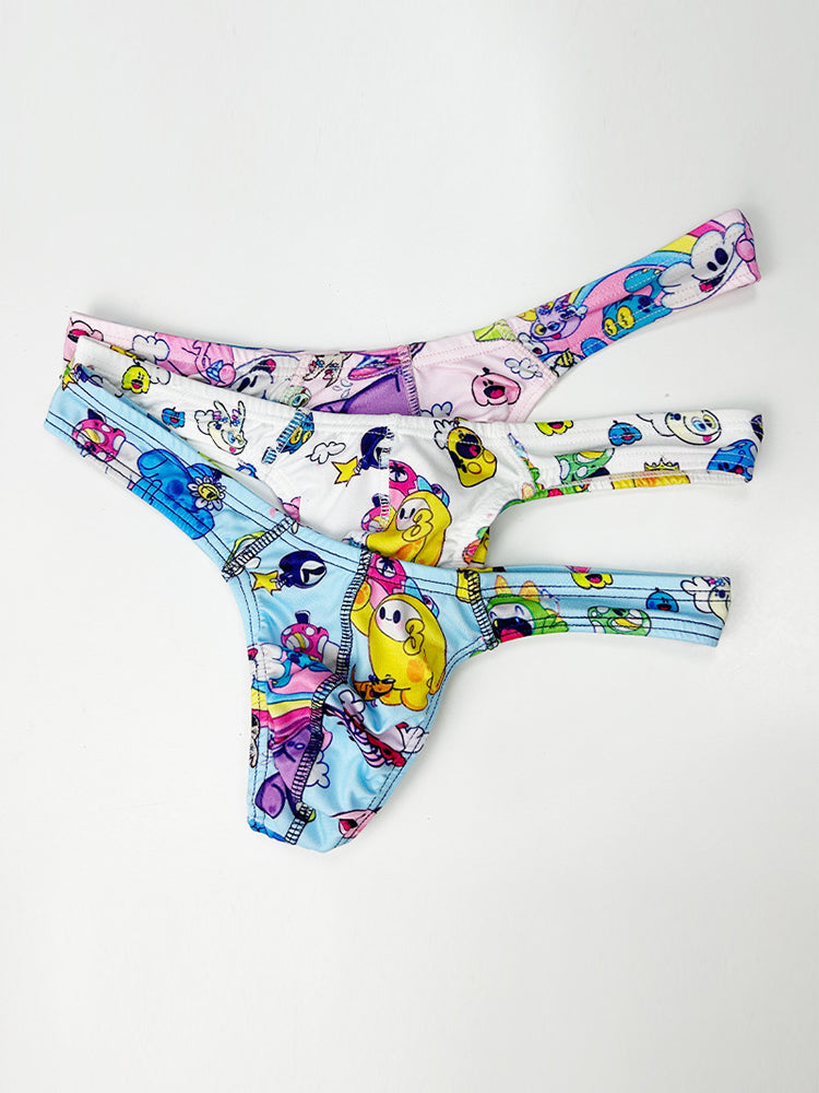 2 Pack Men's Low-Rise Sexy Print Thong