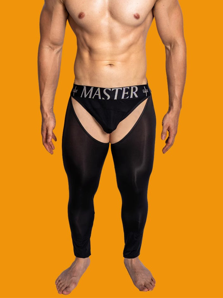 Men's Low-Waist Sexy Hollow Silk-Smooth Semi-Transparent Thermal Pants