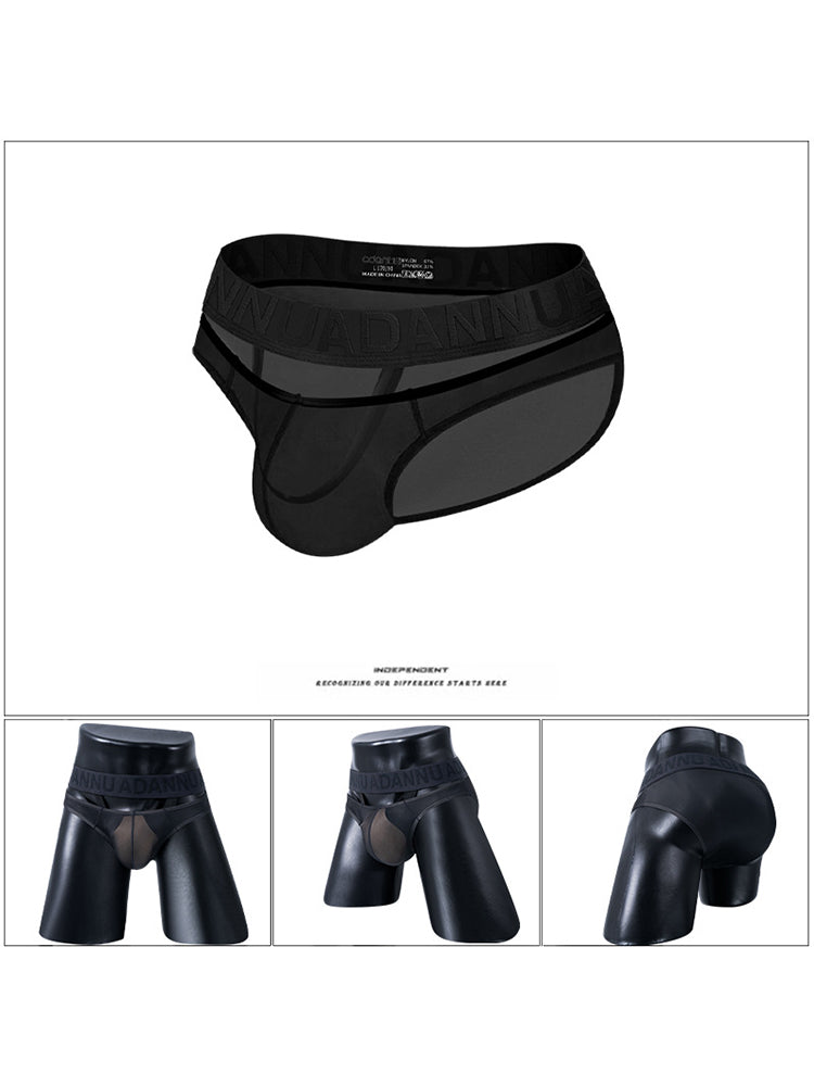 2 Pack Men's Stretch Solid Color Sexy Crotch Single-Layer Briefs