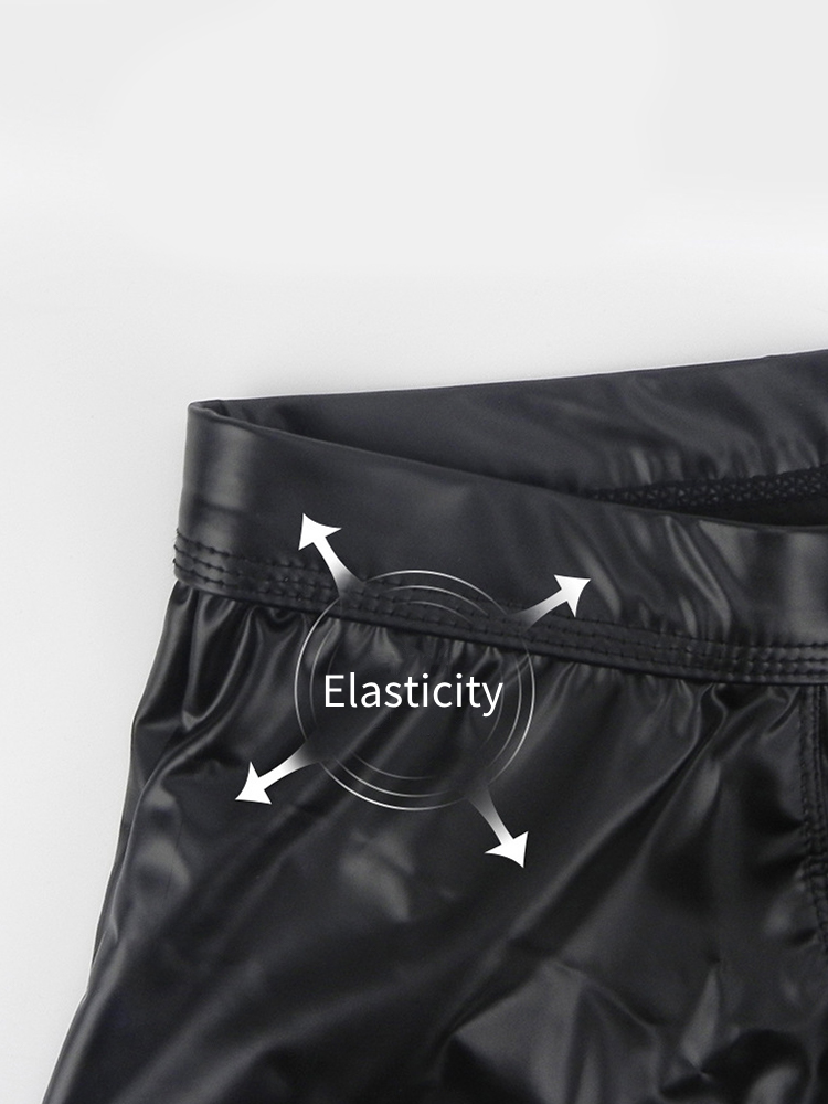 2-pack Men's Leather Hollow Hip-revealing Large Pouch Boxer Briefs