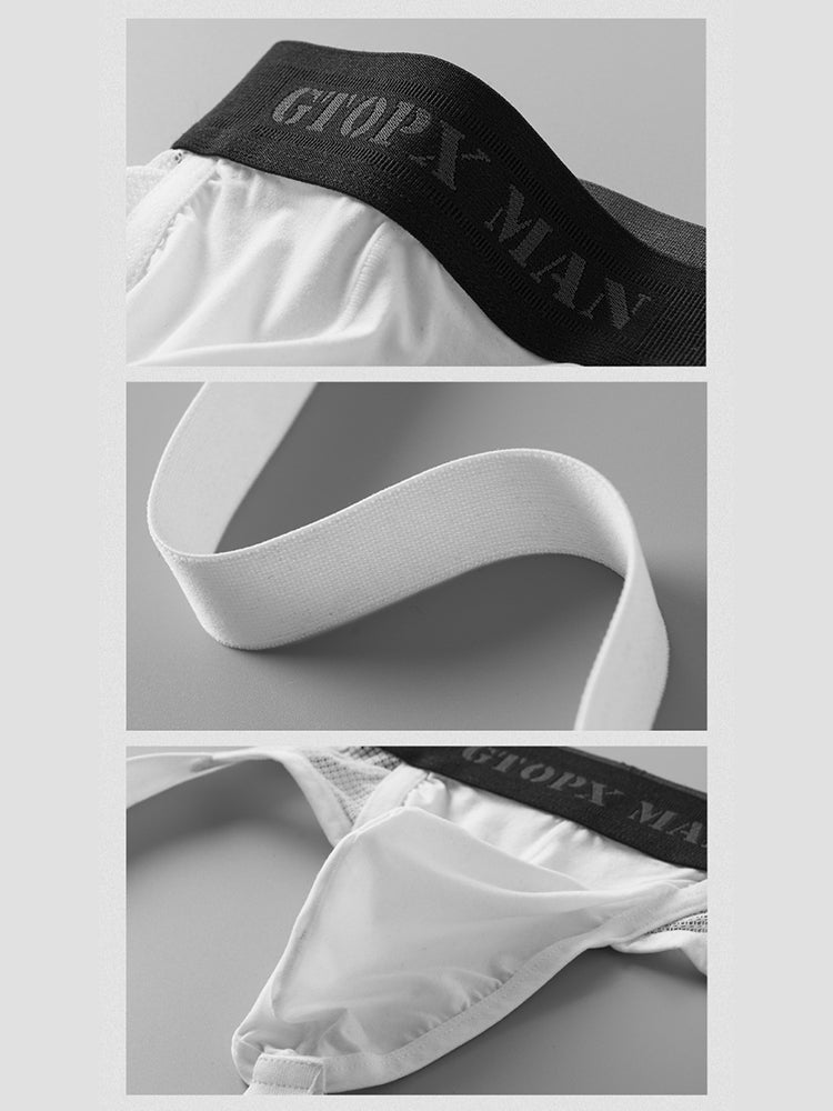 2 Pack Men's Low-Rise Ice Silk Breathable Mesh Jockstrap