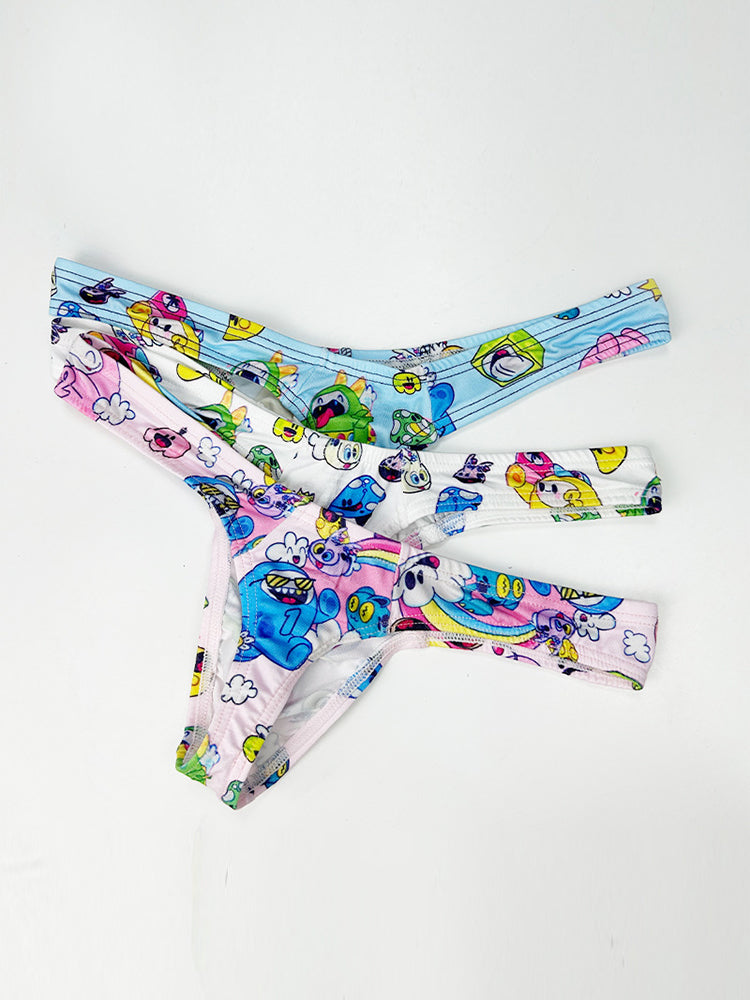 2 Pack Men's Low-Rise Sexy Print Thong
