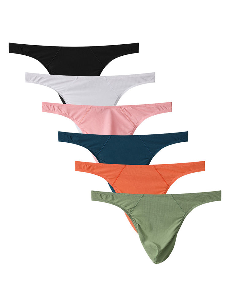 3 Pack Men's Low-Rise Performance Thong - Breathable Mesh & Smooth Fabric