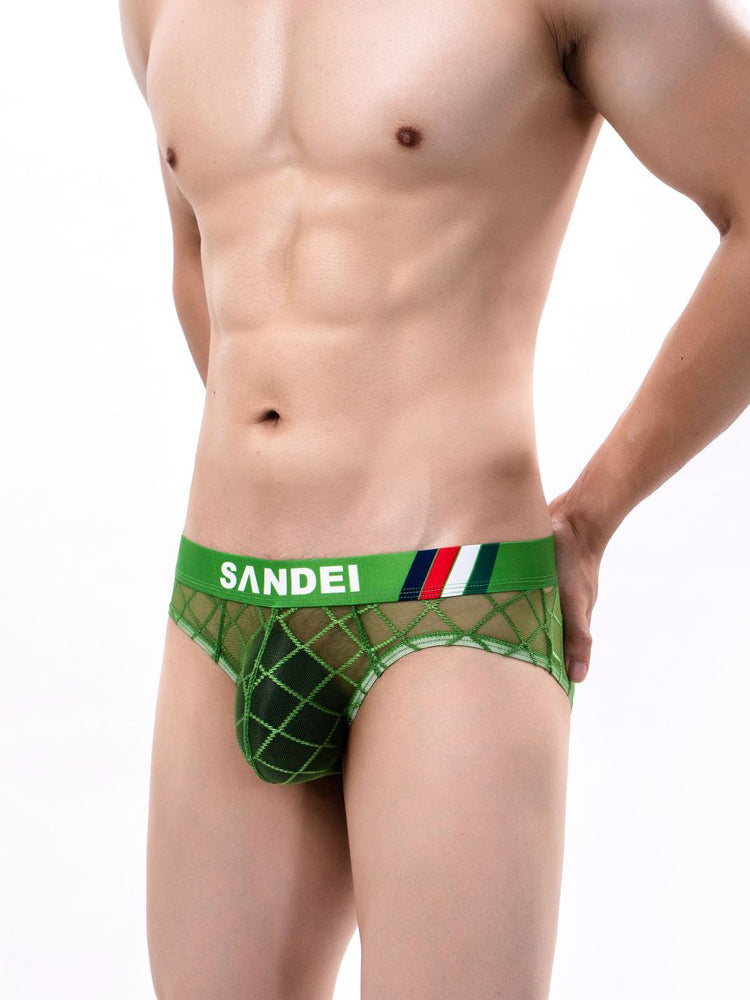 3 Pack Men's Low-Rise Lace Sexy Mesh Briefs And Thongs