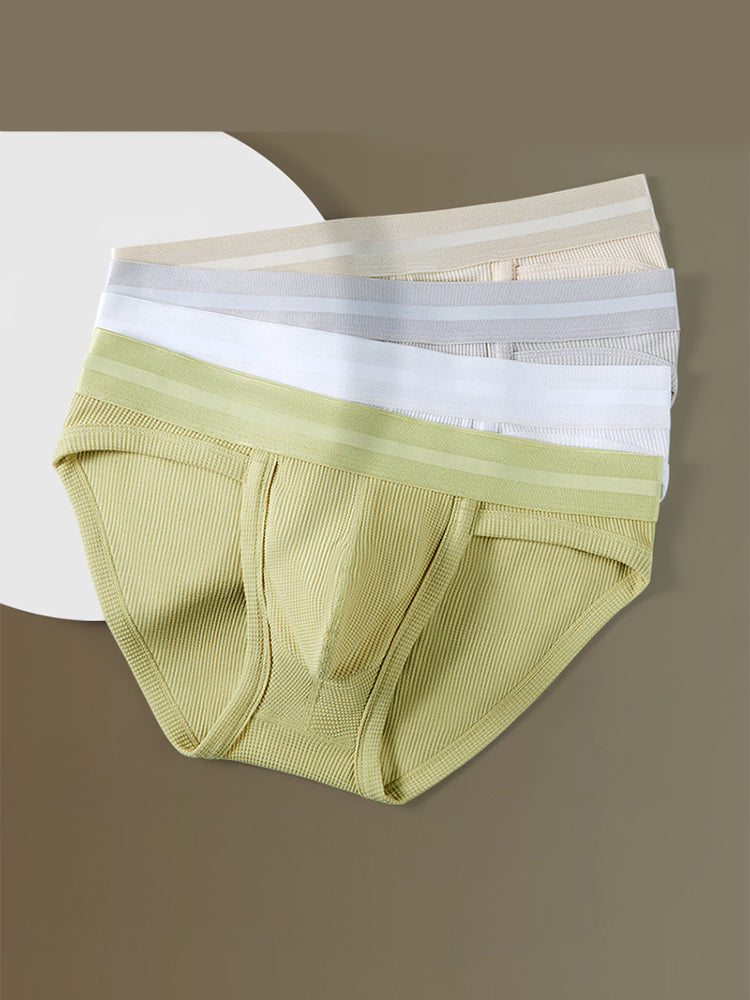 2 Pack Men's Waffle-Knit Cotton Separable Scrotum Support Briefs