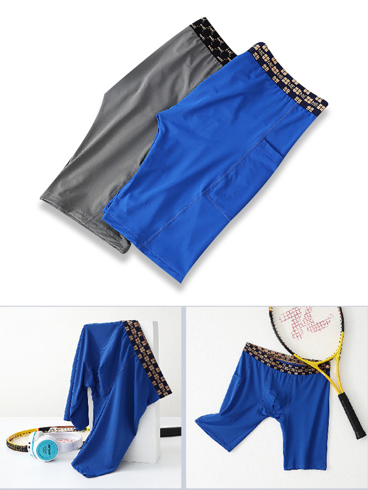 2 Pack Men’s Compression Boxer Shorts with Side Pocket