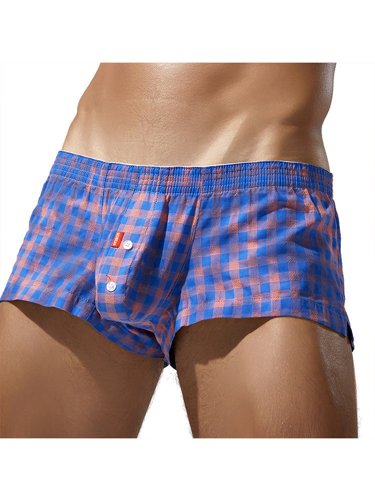 Men's Low-Rise Plaid Sexy Pouch Boxers