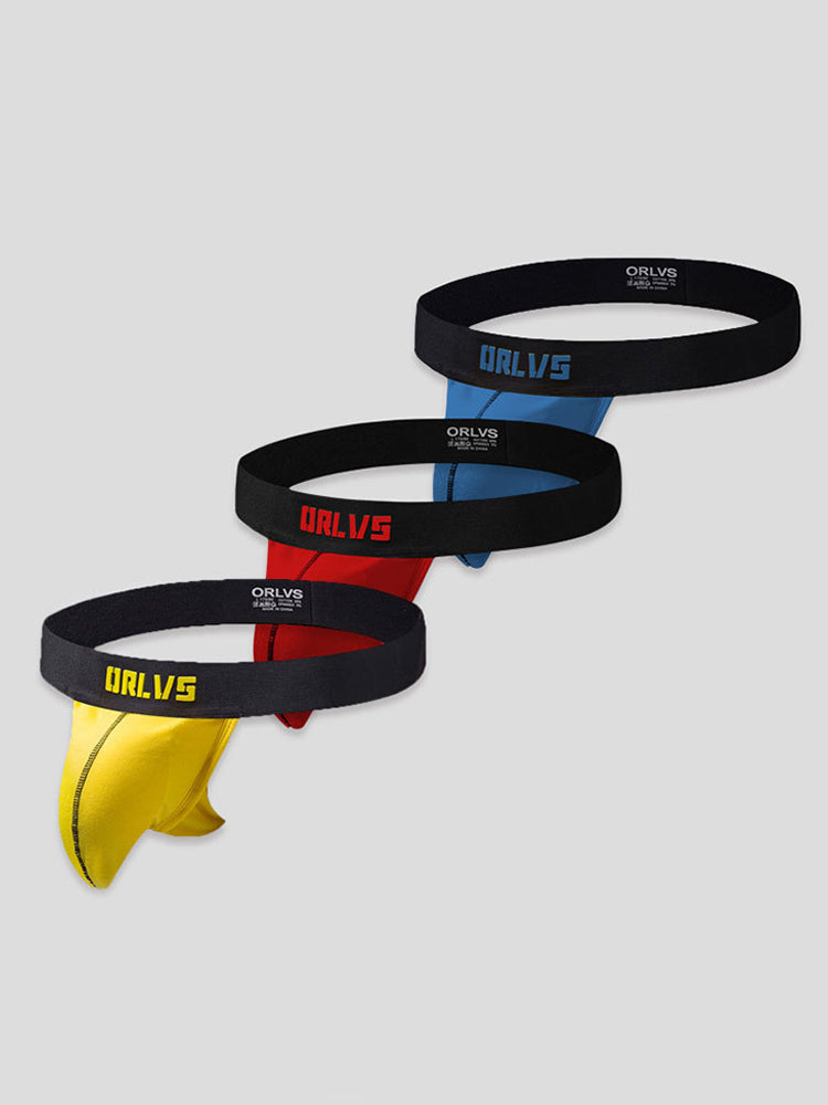 3 Pack Low-Cut Cotton Men's Thong with Enhanced Pouch