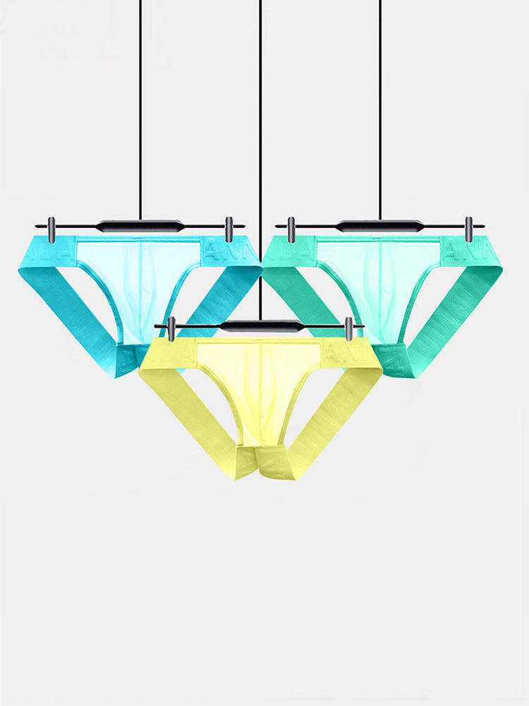 2 Pack Men's Sheer No-Waistband Jockstrap with Textured Pattern