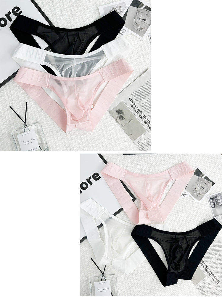 2 Pack Men's Sheer No-Waistband Jockstrap with Textured Pattern