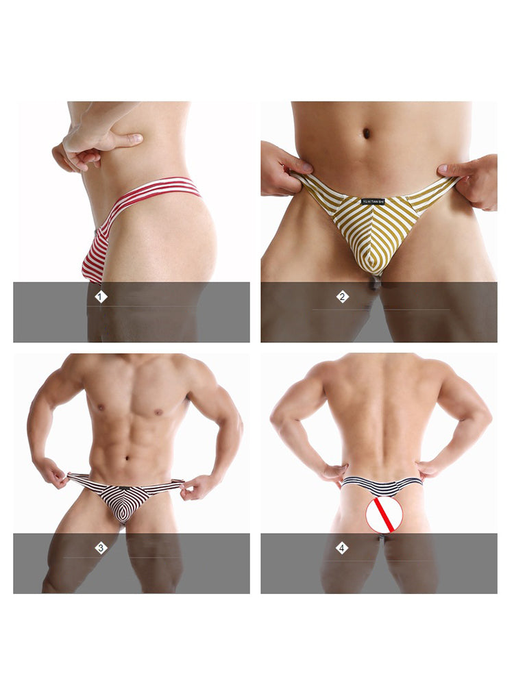 3 Pack Men's Striped Trendy Cooling Touch Day-Long Comfort Firm Support Thongs