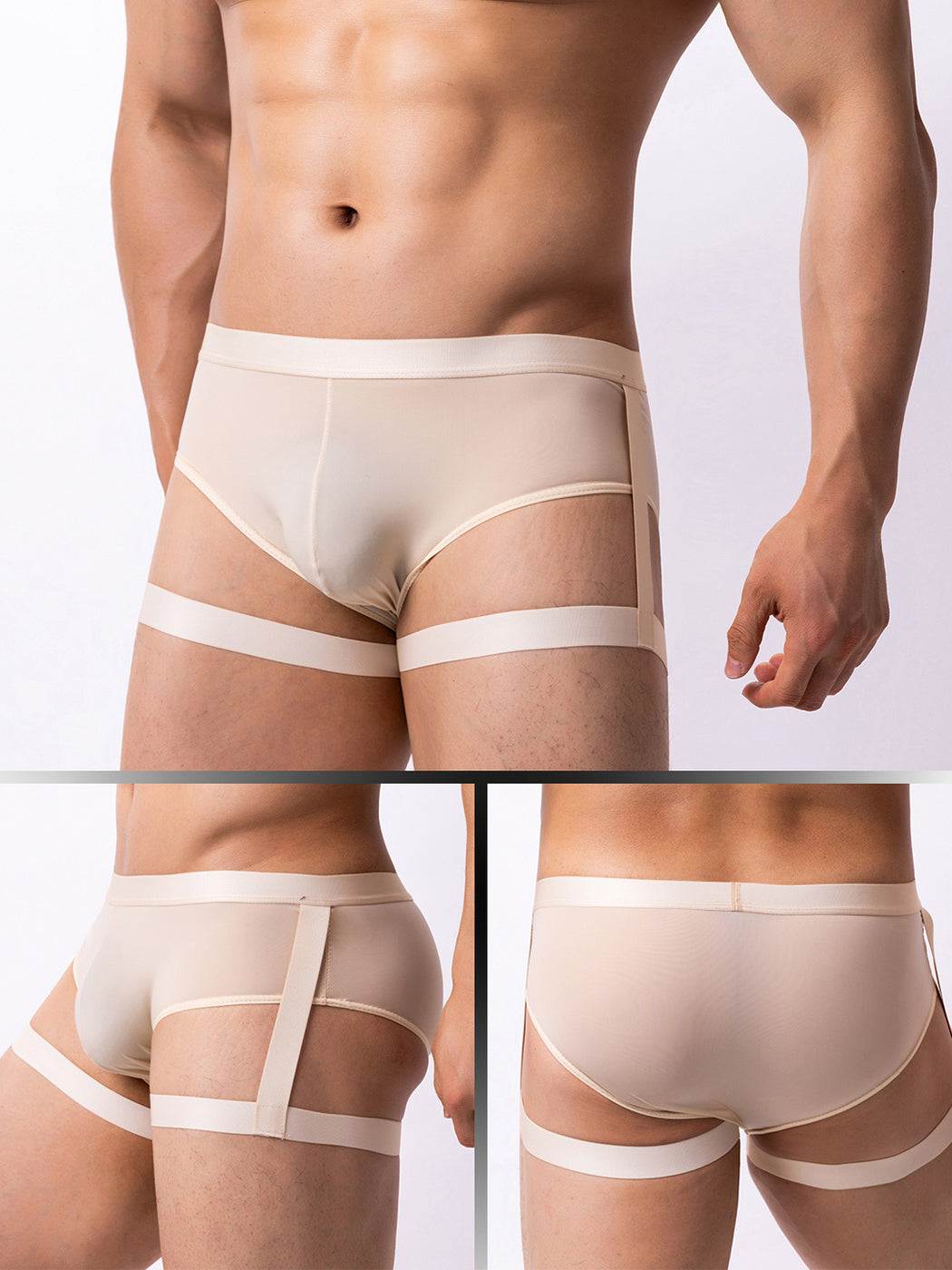 Men’s Sexy Solid Color Suspender Briefs