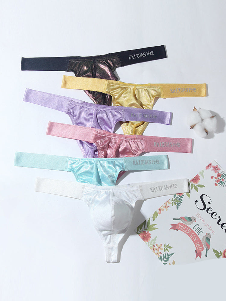 3 Pack Men's Low Waist Transparent Sexy Large Pouch Ice Silk Thong