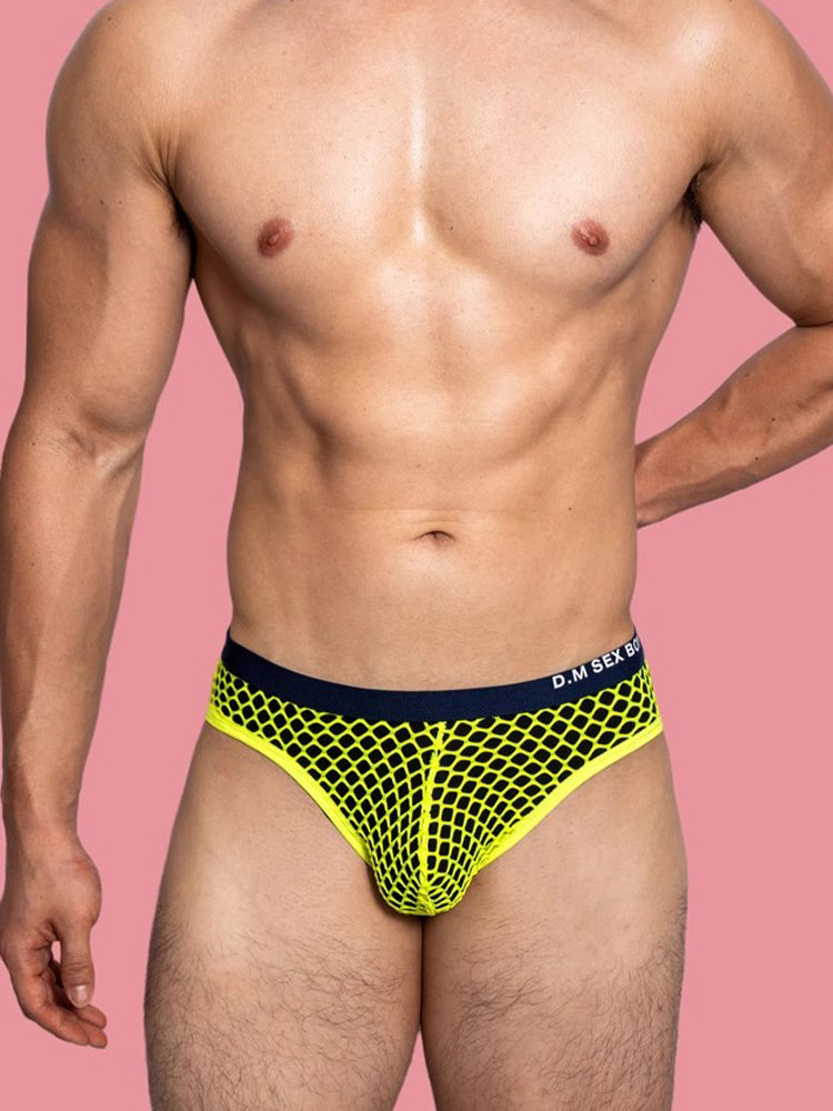 3 Pack Men's Low-Waist Sexy Big Mesh Breathable Transparent Sports Briefs