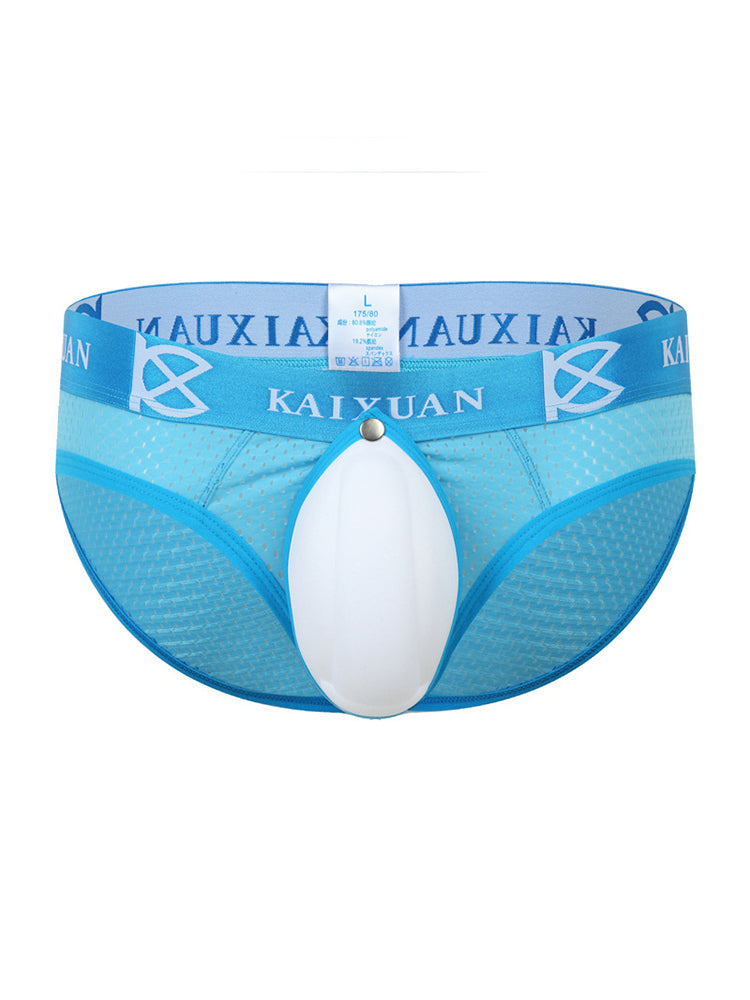 2 Pack Men's Sexy Mesh Front Opening Sponge Coaster Briefs