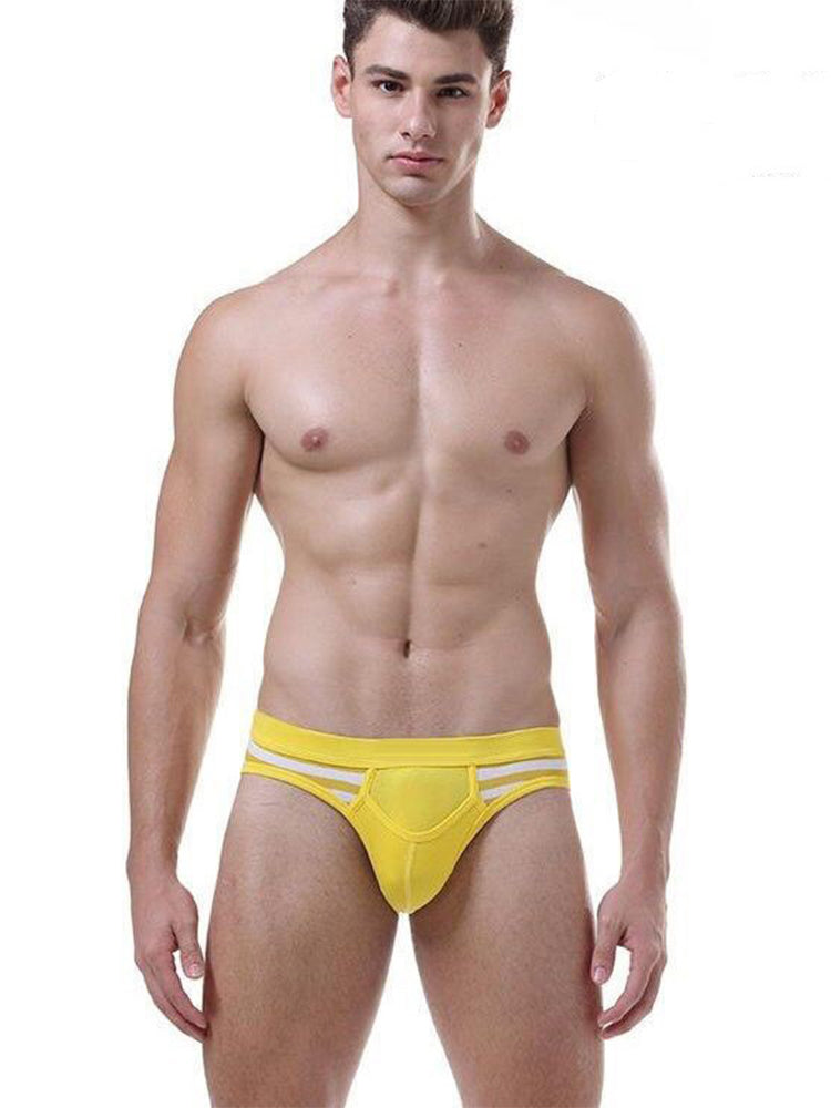 3 Pack Men's Mid-Rise Cotton Striped Briefs