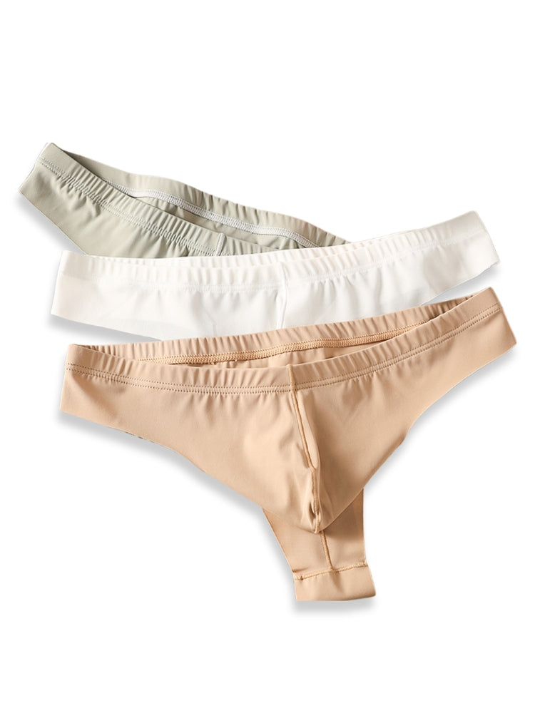 4-Pack Men's Seamless Solid Color Stretch Fit Ice Silk Thong
