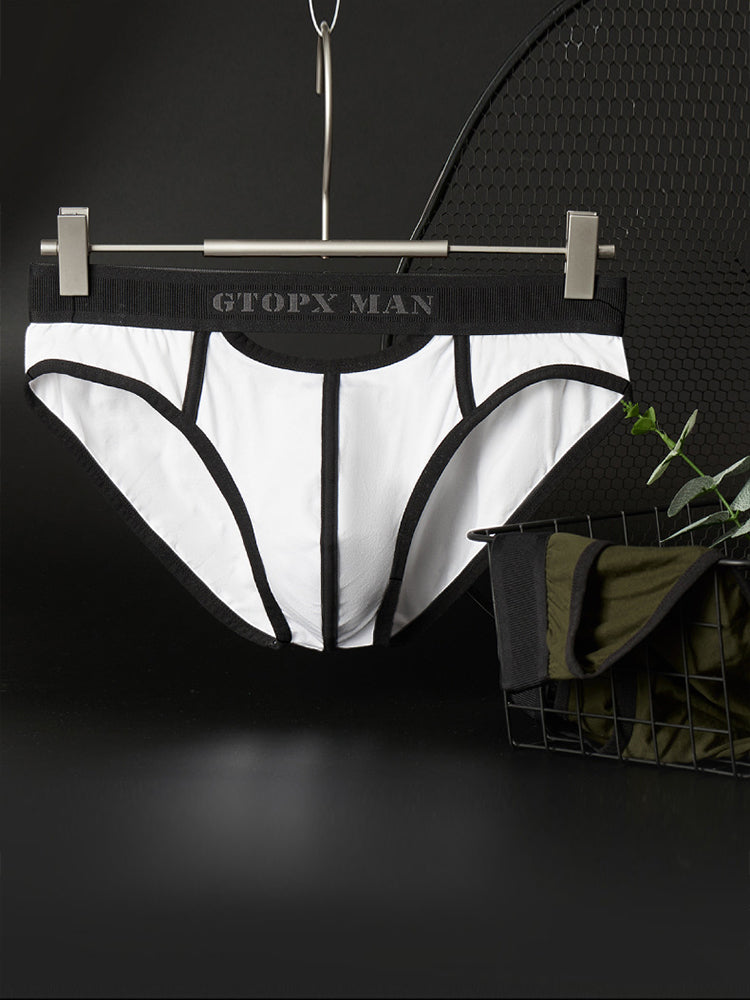 Men’s Spliced Lines U Convex Pouch Cotton Briefs