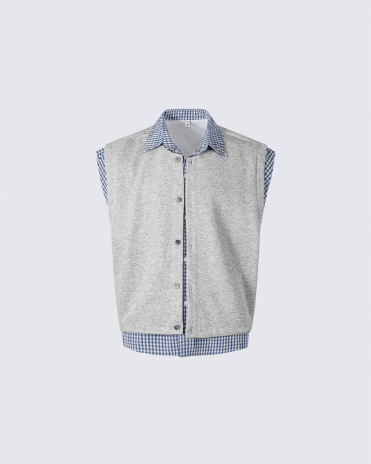 Layered Patchwork Vest Shirt