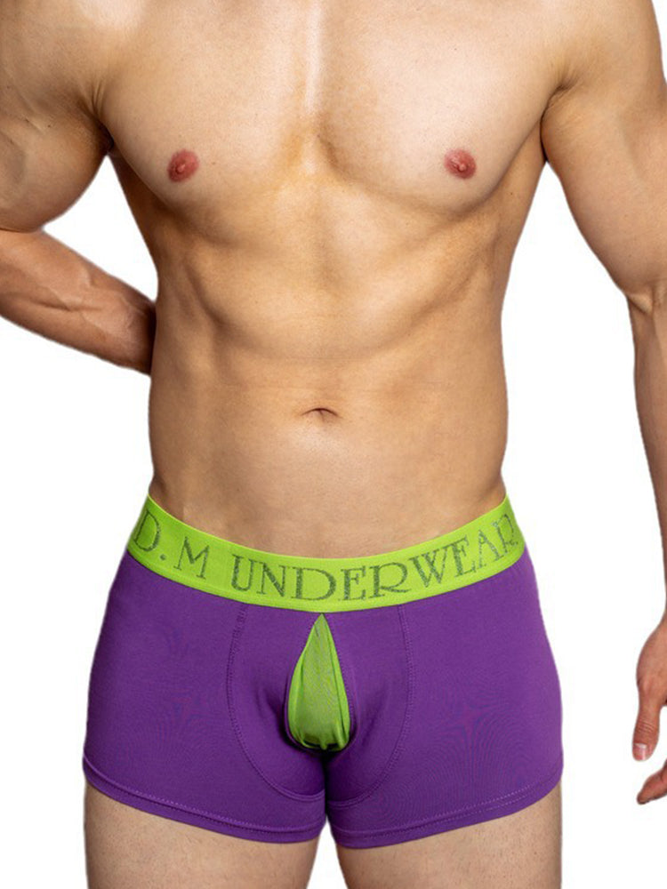 2 Pack Men's Mesh Transparent Open-Cut Cotton Mesh Trunks