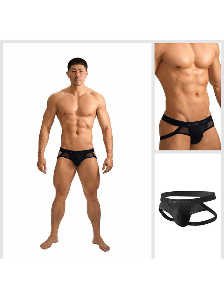 2 Pack Men's Low-Rise Ice Silk Breathable Mesh Jockstrap