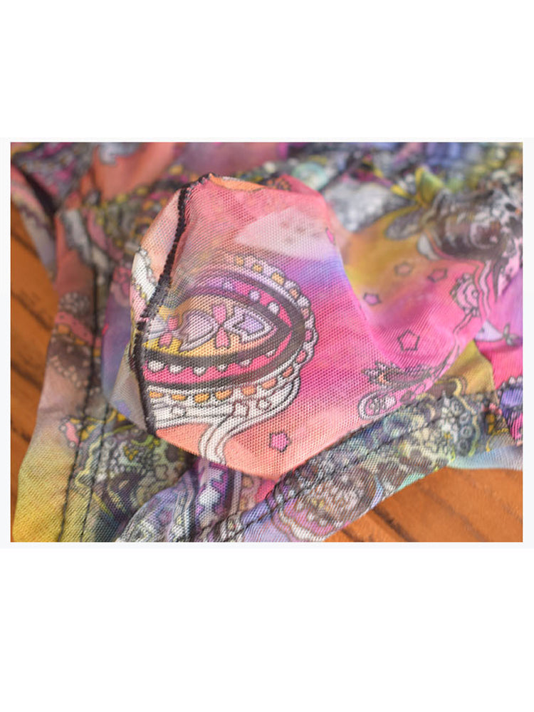 4-pack Men's Lace Print Sheer Mesh Bohemian Boxer Briefs