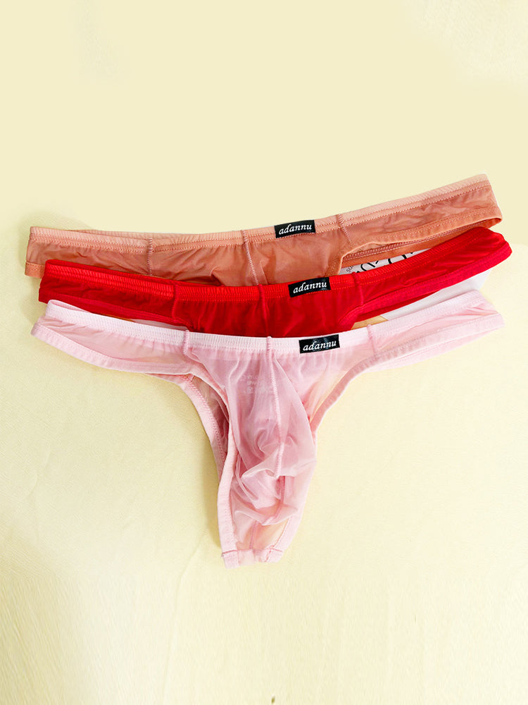 2 Pack Men's Sexy Semi-Transparent Thong