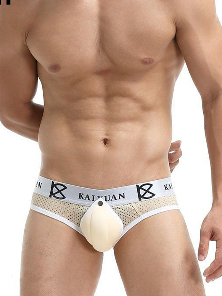 2 Pack Men's Sexy Mesh Front Opening Sponge Coaster Briefs