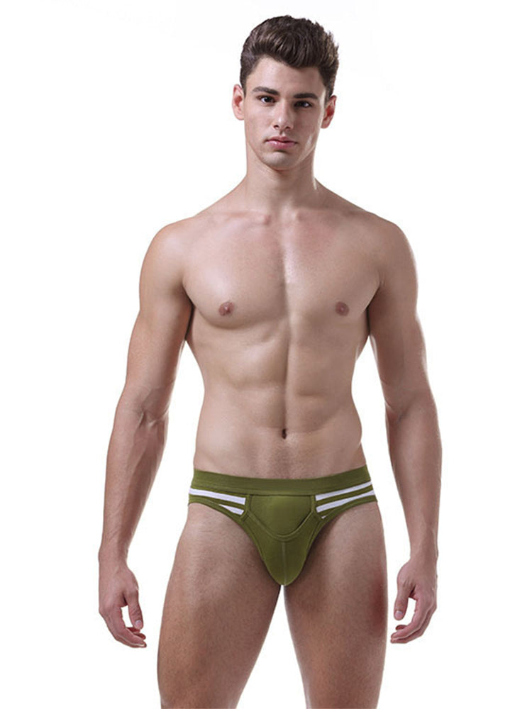 3 Pack Men's Mid-Rise Cotton Striped Briefs