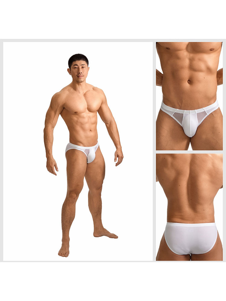 2 Pack Men's Sheer Mesh Low-Rise Sexy Ice Silk Briefs