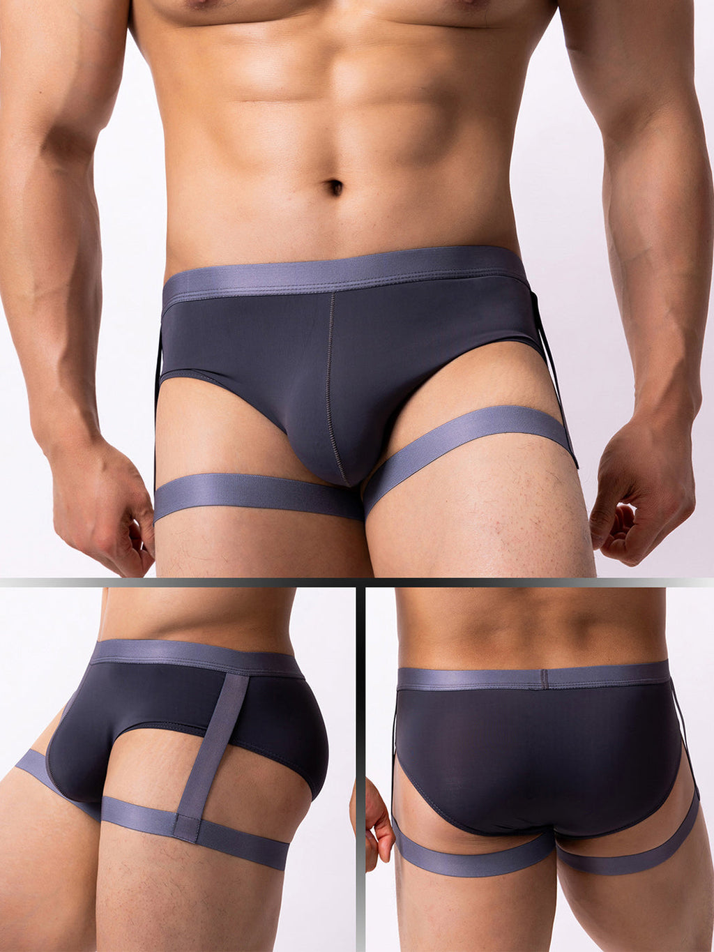 Men’s Sexy Solid Color Suspender Briefs