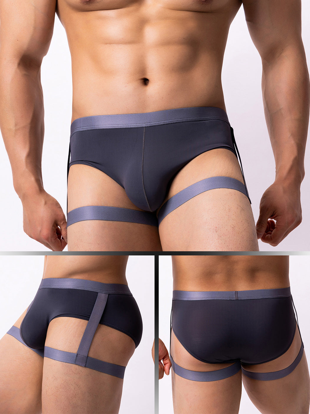 Men’s Sexy Solid Color Suspender Briefs