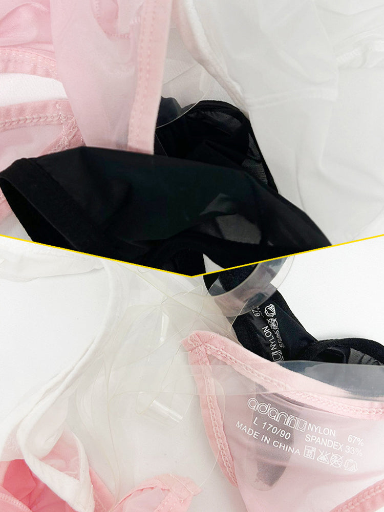 2 Pack Men's Sexy Seamless Semi-Transparent Thong & Strings