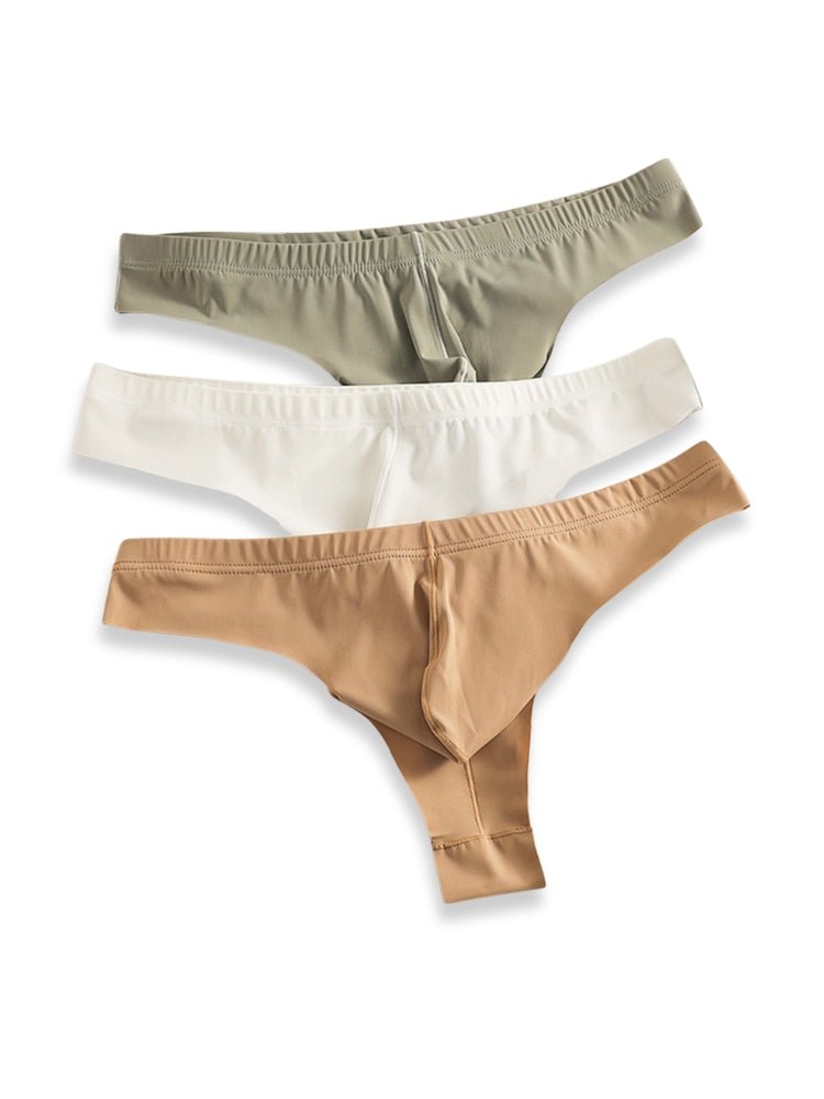 4-Pack Men's Seamless Solid Color Stretch Fit Ice Silk Thong