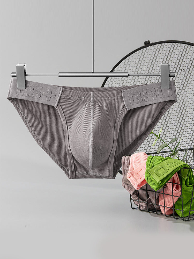 2 Pack Men's Solid Color Low Rise Sweat-Absorbent Large U-Shaped Small Pocket Briefs