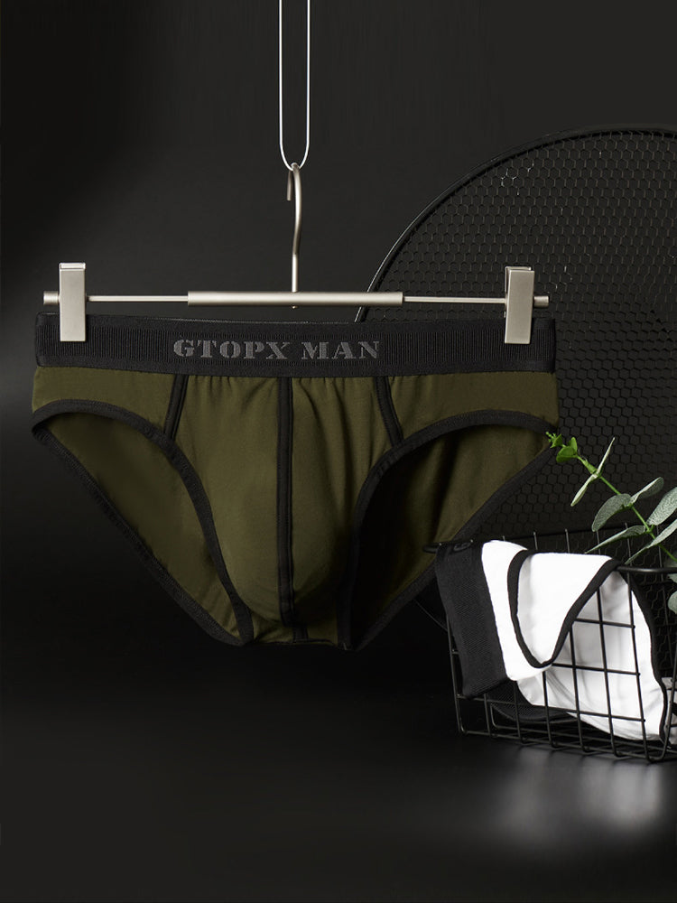 Men’s Spliced Lines U Convex Pouch Cotton Briefs