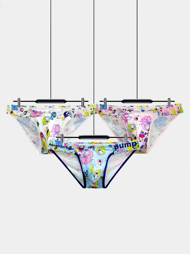 2 Pack Men's Cartoon High-Cut Breathable Bikini