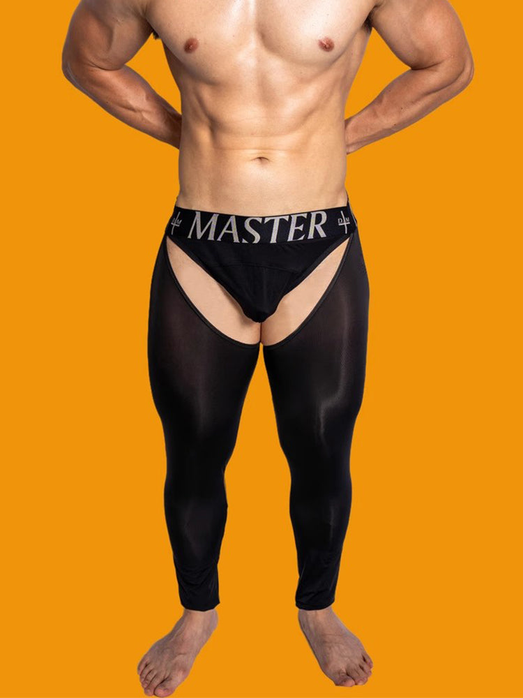 Men's Low-Waist Sexy Hollow Silk-Smooth Semi-Transparent Thermal Pants