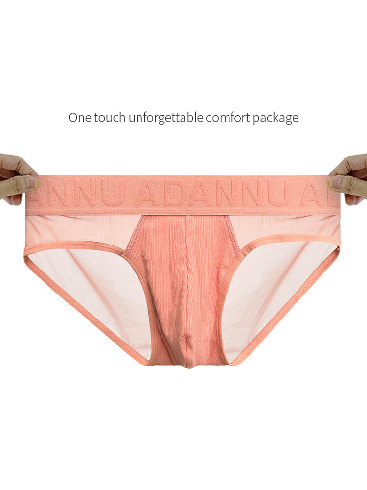 2-pack Men's Sexy Semi-transparent Ribbed Briefs