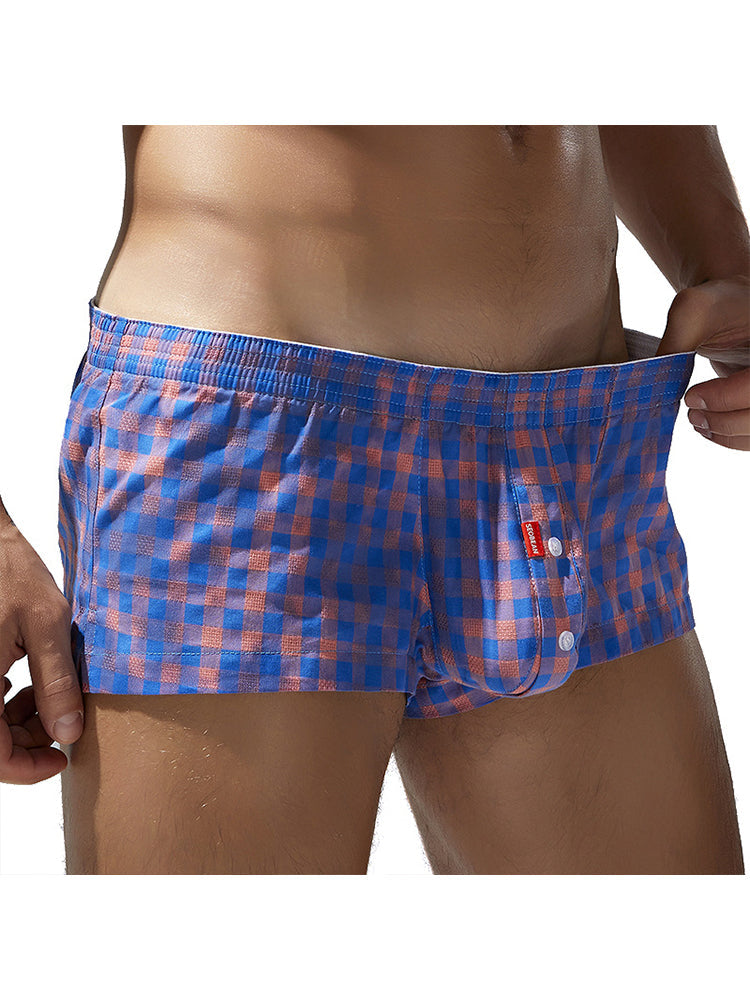 Men's Low-Rise Plaid Sexy Pouch Boxers