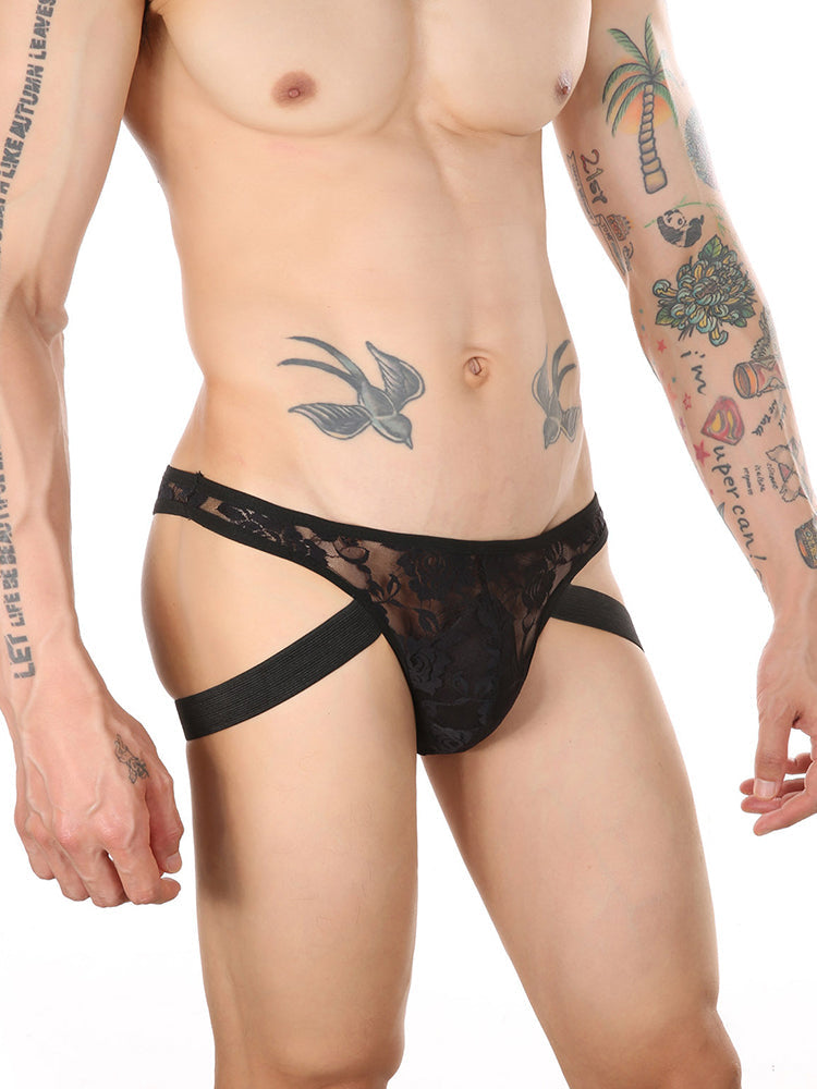 2-pack Men's Lace See-through Thongs